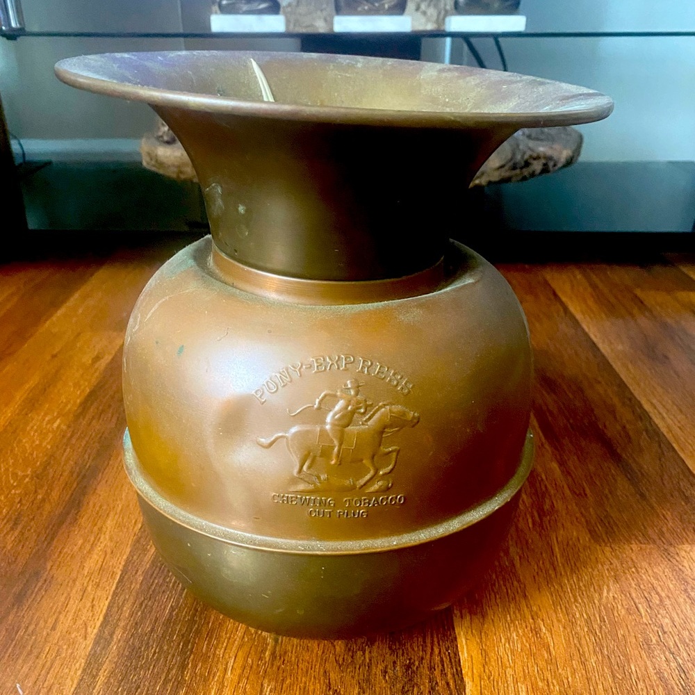 Vintage pony express spittoon
